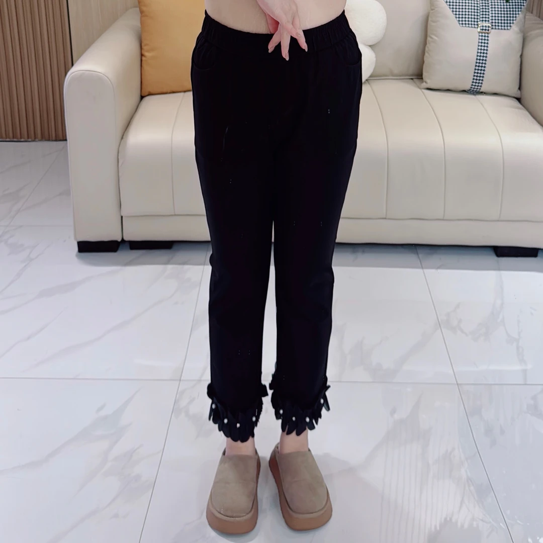 【聪姐推荐】25609时尚高级感气质花边显瘦直筒裤（裤长94）