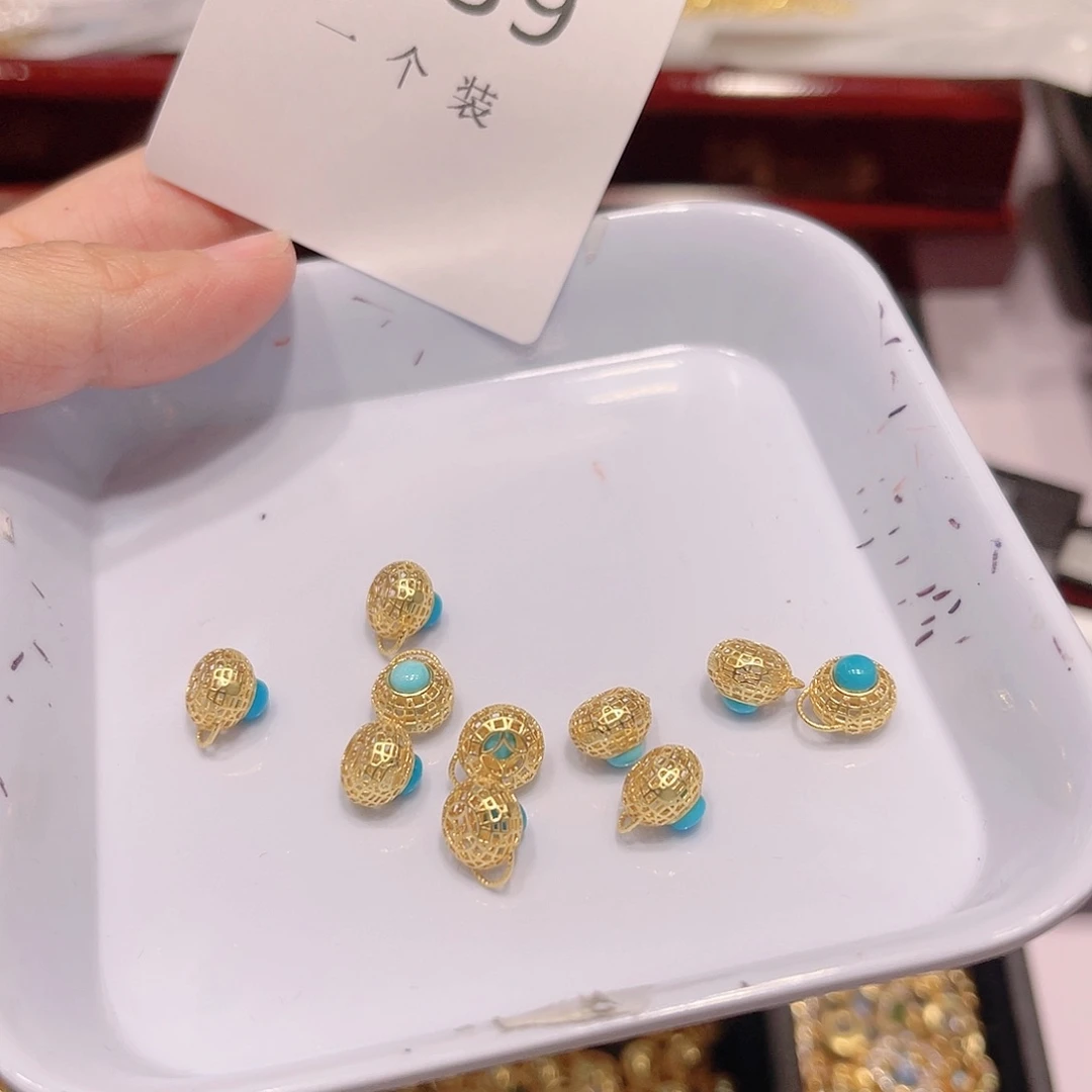 水晶珠宝半成品银S925镀金镶嵌139