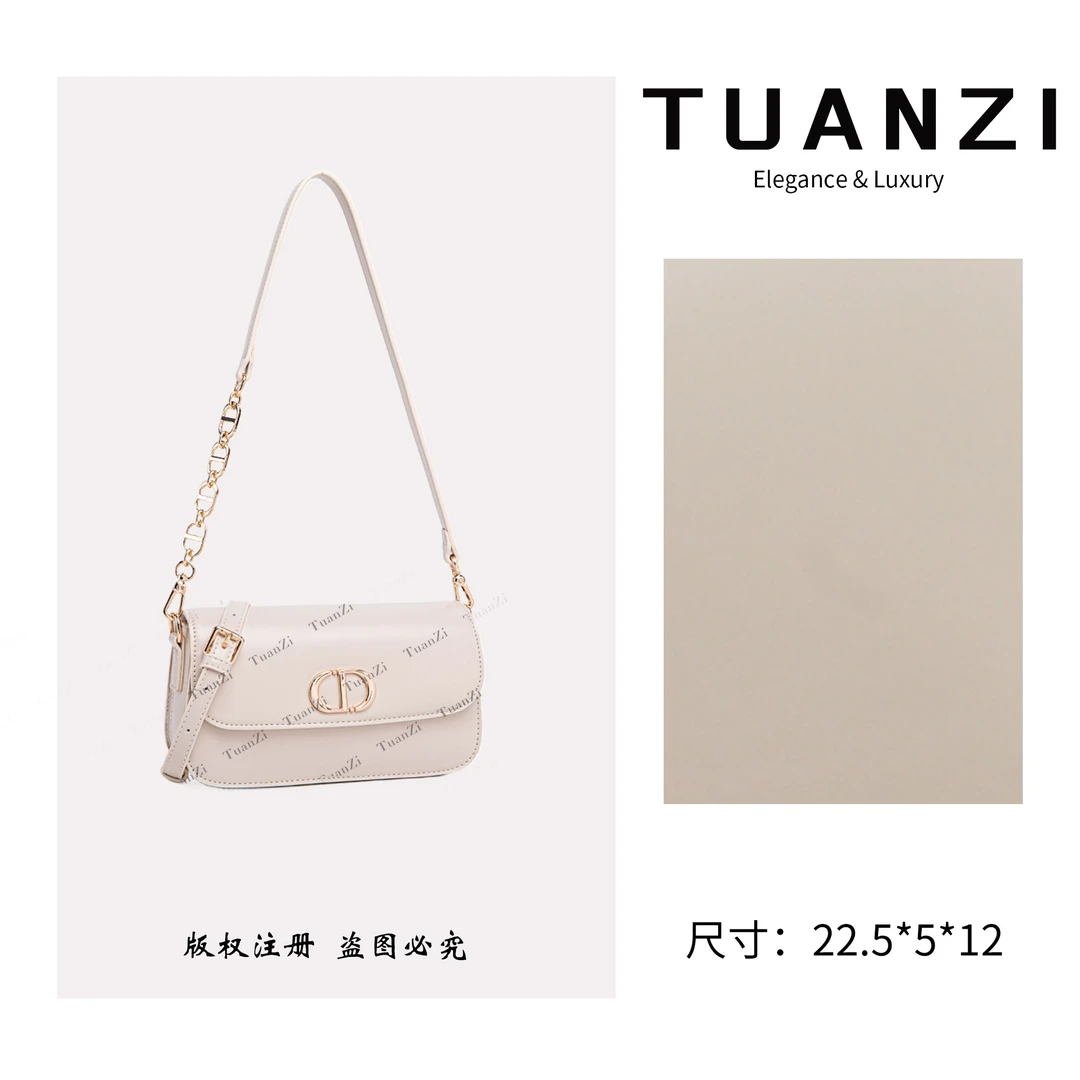 TAUNZI【高端玩家】迪家新款22cm单肩腋下女包 QYX-9888-西米色