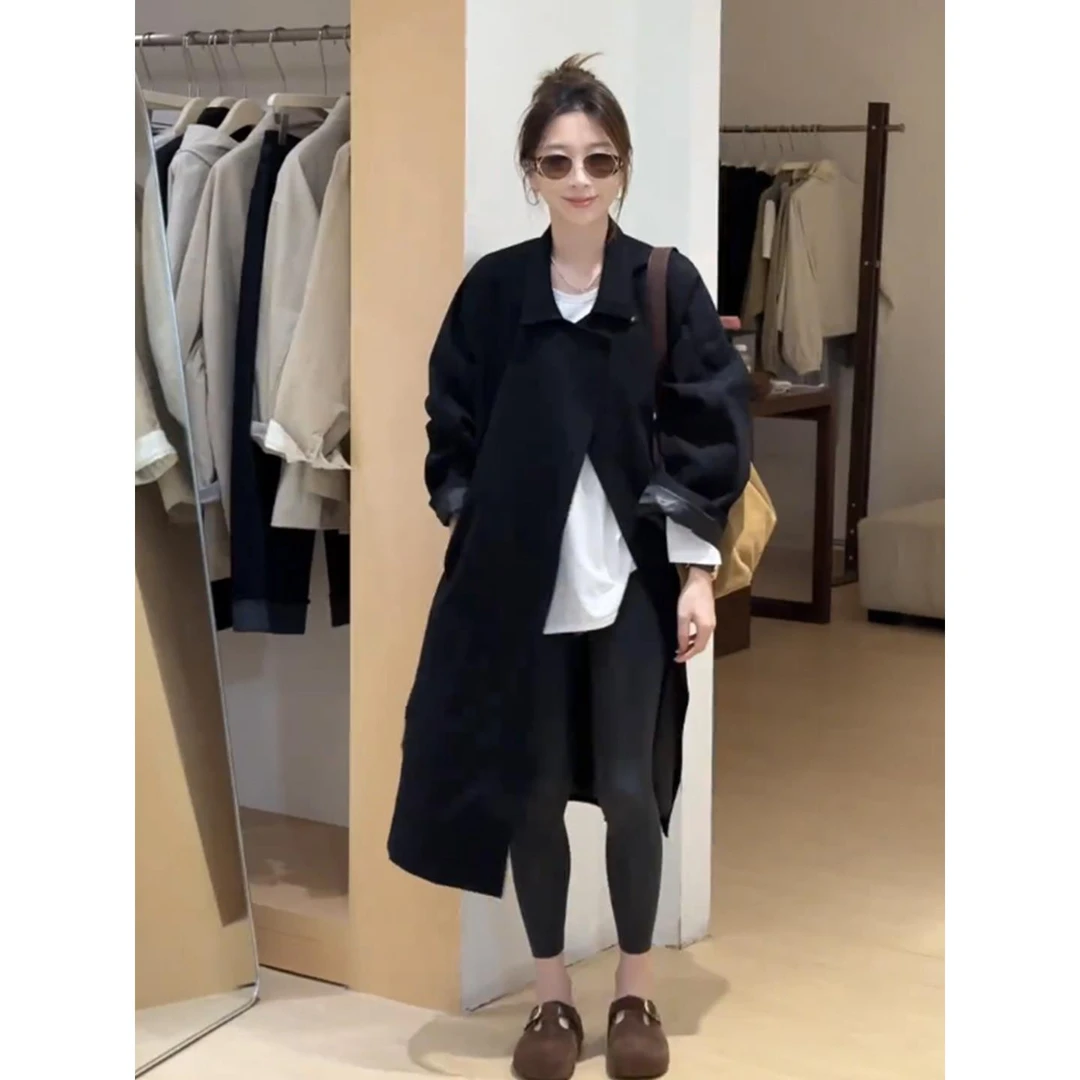 【旧金山】2025秋季新款韩系时尚简约气质大气百搭显瘦风衣外套女装