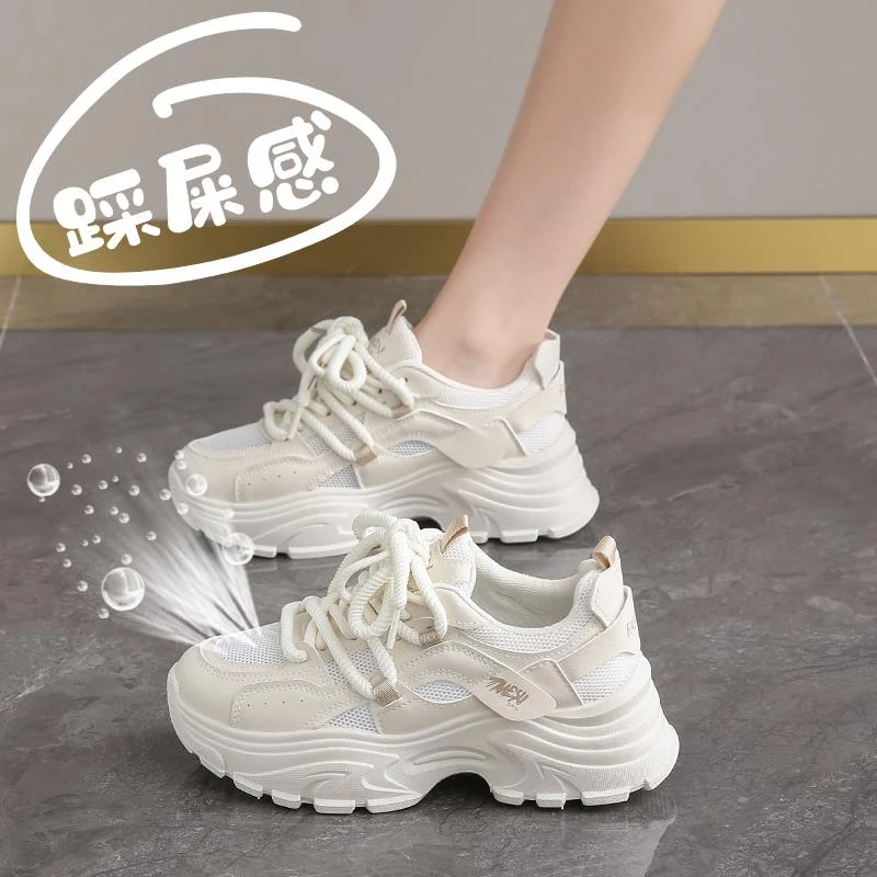 夏季透气网面老爹鞋女莆田爆款2025新款厚底百搭小码34运动鞋网鞋