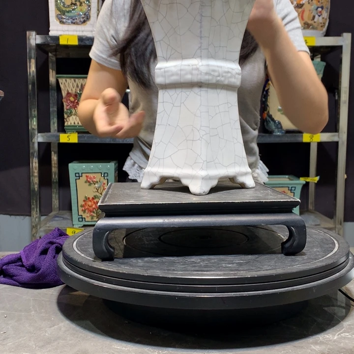 晴**里瑕疵石湾签筒，石湾盆