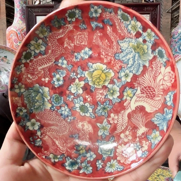 摆件景德镇高温陶瓷黄希茶盘