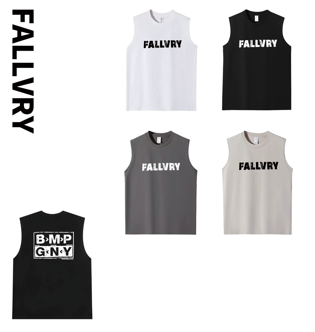 FAL美式潮牌抗菌防晒重磅纯棉背心男潮牌清凉无袖T恤坎肩T6035