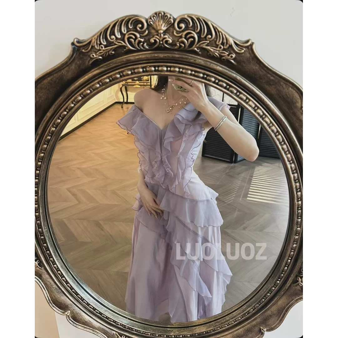 LUOLUOZ【云边绵阳】气质不规则时尚仙气短裙＋打底裤两件套JF692