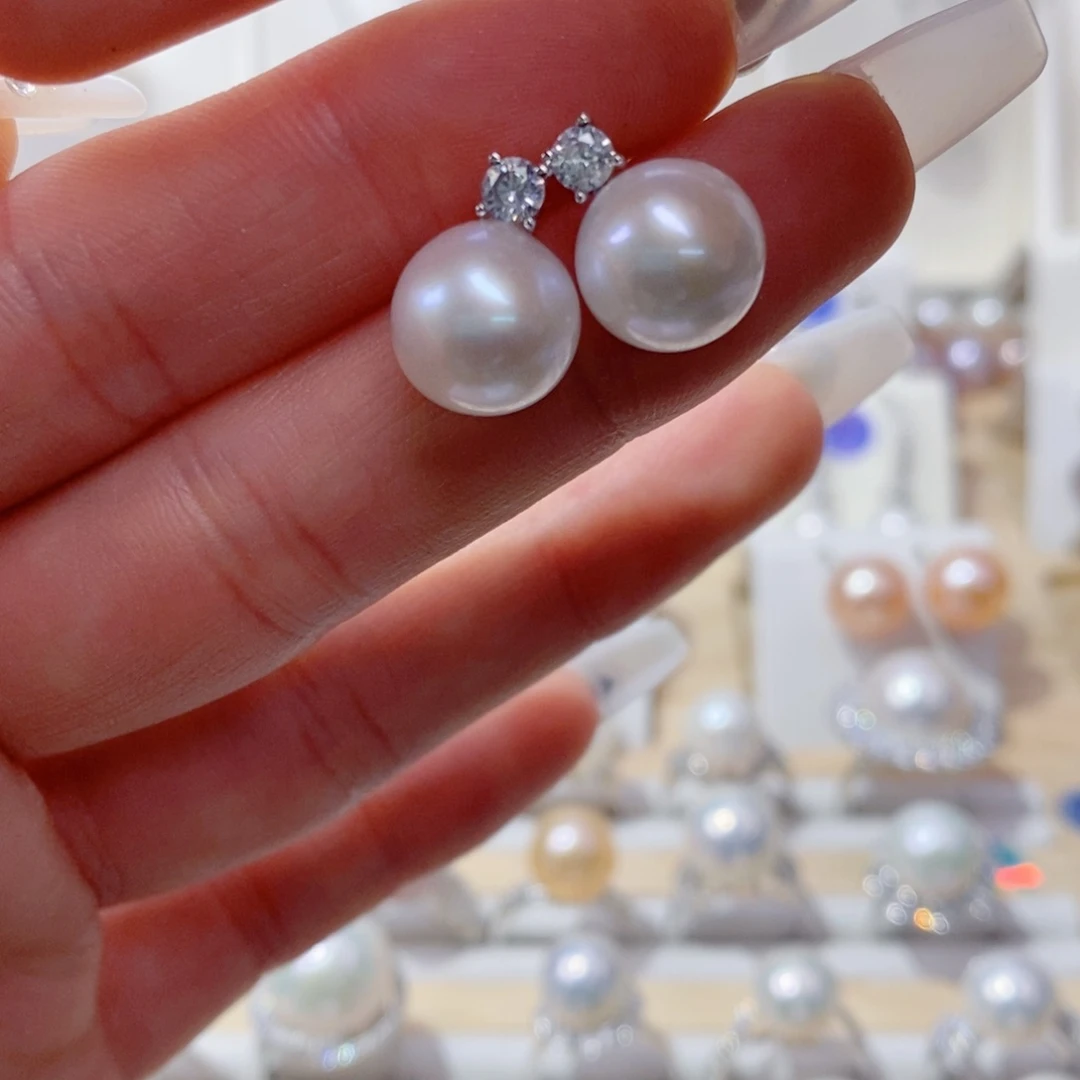 淡水珍珠耳饰银S925镶嵌