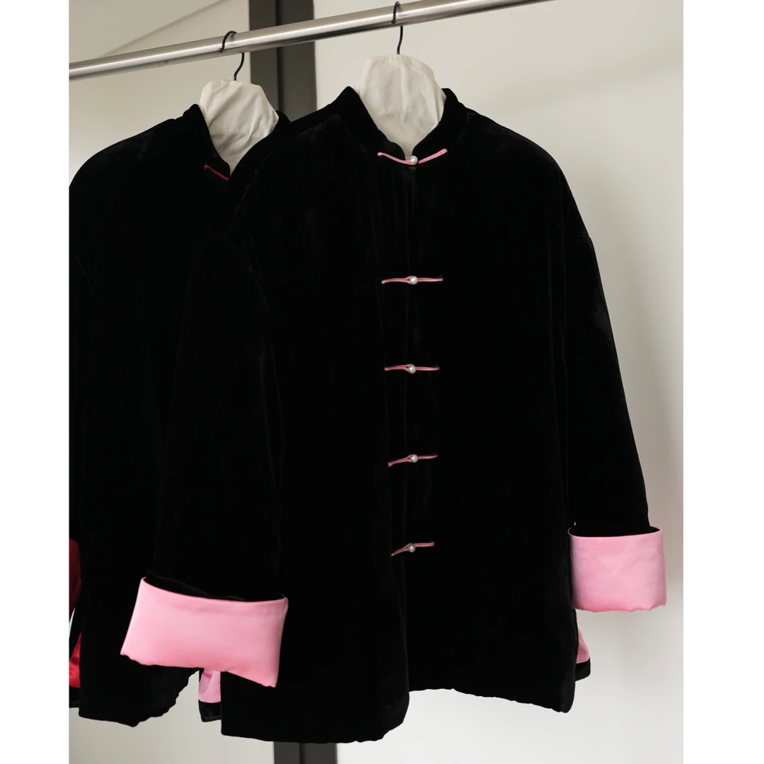 SURNAME TUO|100真丝绒盘扣夹棉新中式外套