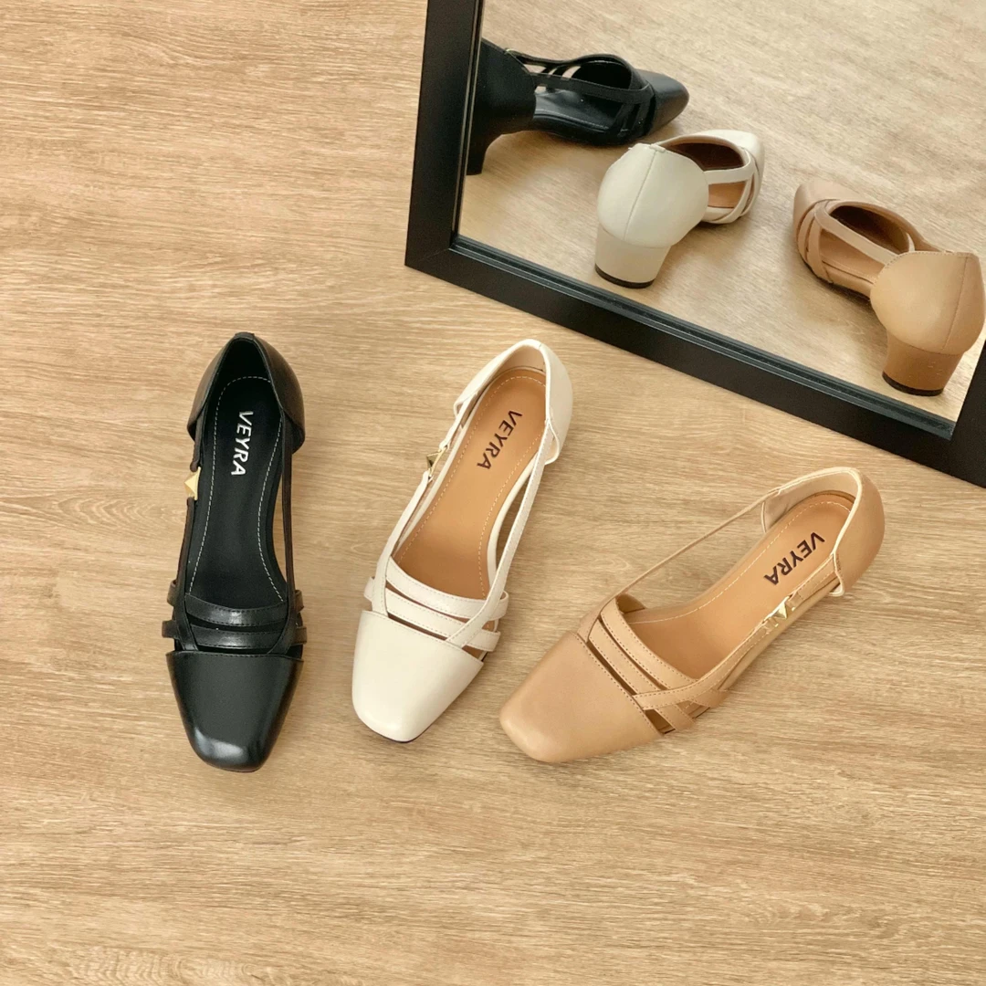 HUSSLOVE 水洗马皮·跟高3.5CM·复古高级设计小众水洗擦色镂空单鞋