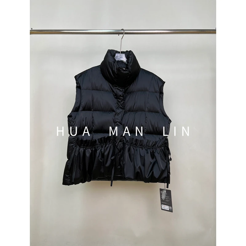 【花满林】站领正门襟捏褶口袋填充物白鹅绒羽绒马夹68170