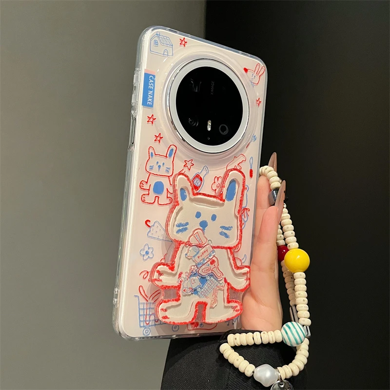 适用华为mate70pro+手机壳p80/p70可爱线条猫咪狗狗mate60pro新款