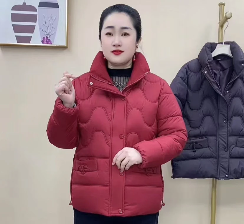 秋冬新款时尚洋气休闲百搭气质妈妈装加厚保暖棉服3025款