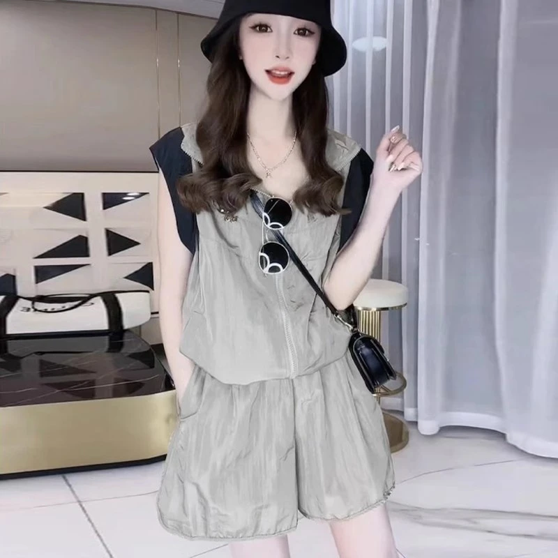 2-300斤时髦运动套装女夏2025新款时尚洋气减龄小香风短裤两件套