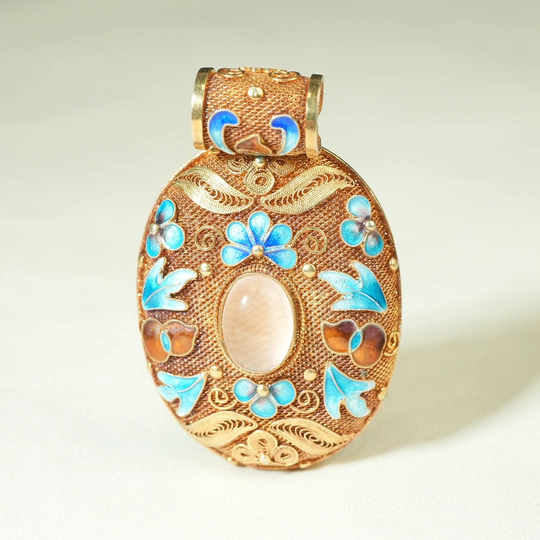 民国银花丝烤蓝水晶坠饰【古珠精选】AAGTY250208017