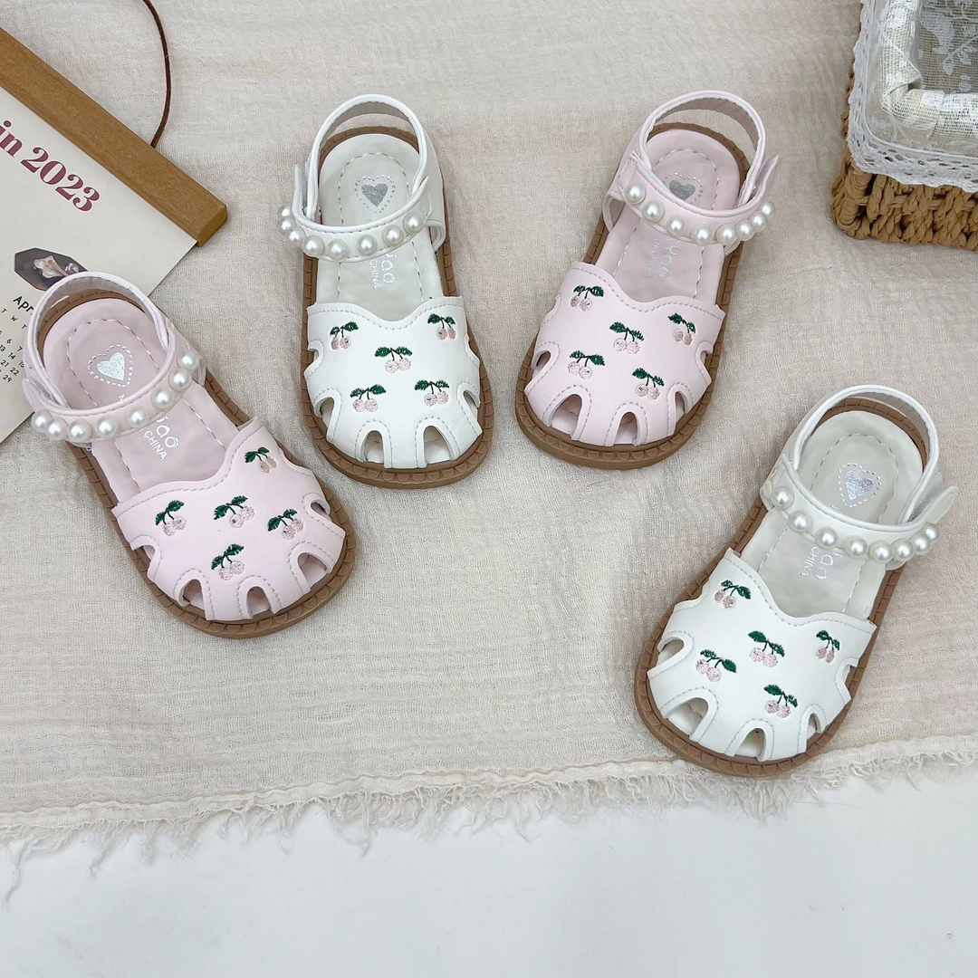 女童包头凉鞋夏季新款软底防滑水果图案公主鞋沙滩鞋7261