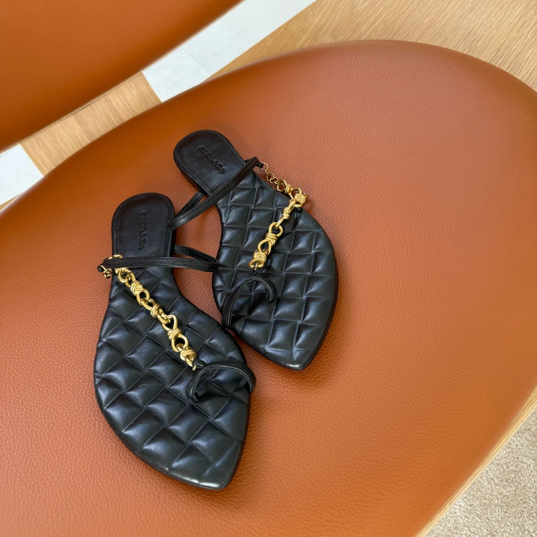 COCOLINDA| 羊皮链条尖头凉鞋X2929