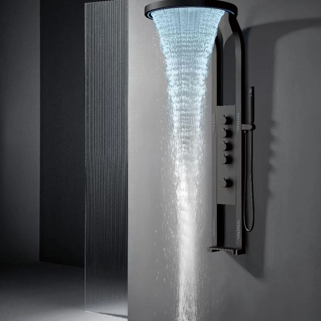增压轻奢恒温多功能拉丝全套淋浴浴室花洒包邮瀑布花洒套装卫浴