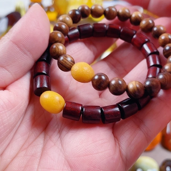 琥珀未镶嵌裸石手串