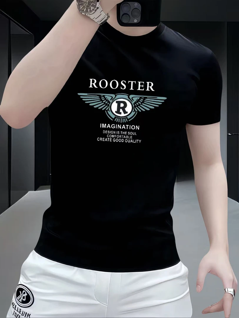2025新款时尚潮流运动休闲男士百搭修身圆领弹力短袖高品质T恤