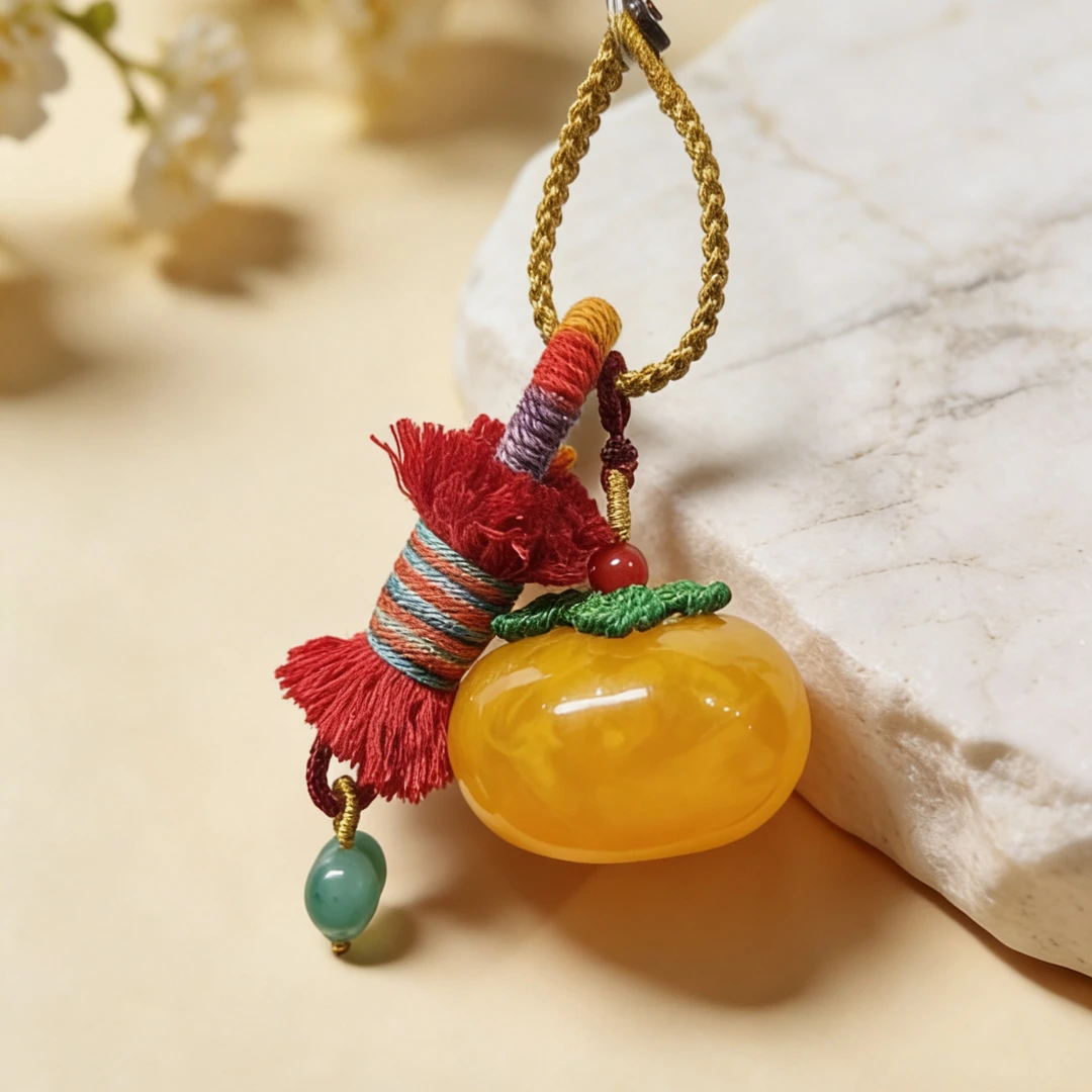【柿柿如意】复古特色玛瑙屁桃吊坠设计款挂件