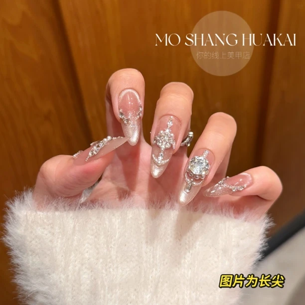 【水感千金】猫眼气质百搭重工堆钻显白温柔2110203纯手工穿戴甲