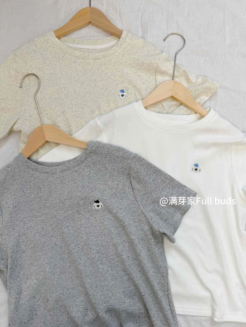 【夏季福利】夏季正肩小狗刺绣T恤圆领休闲