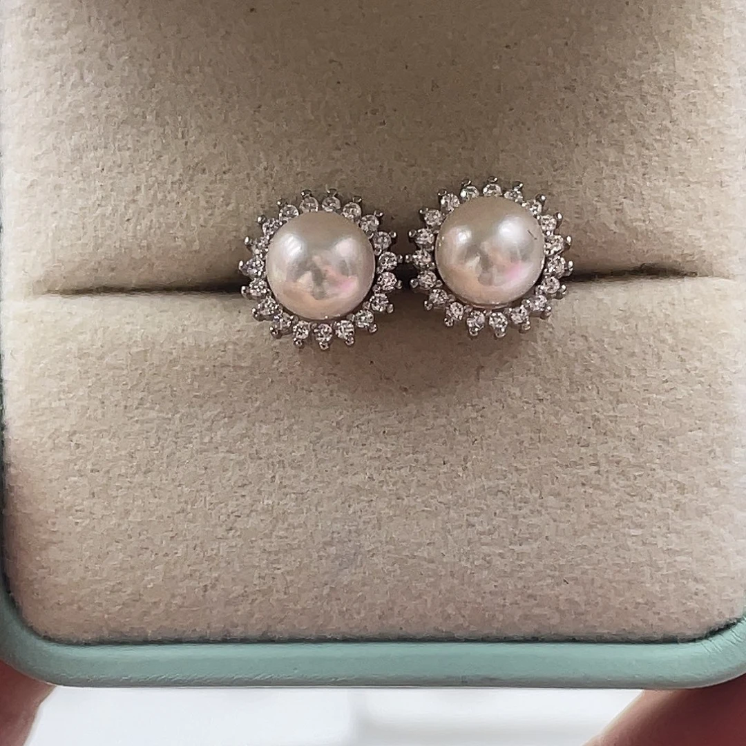 耳饰海水珍珠银S925镶嵌