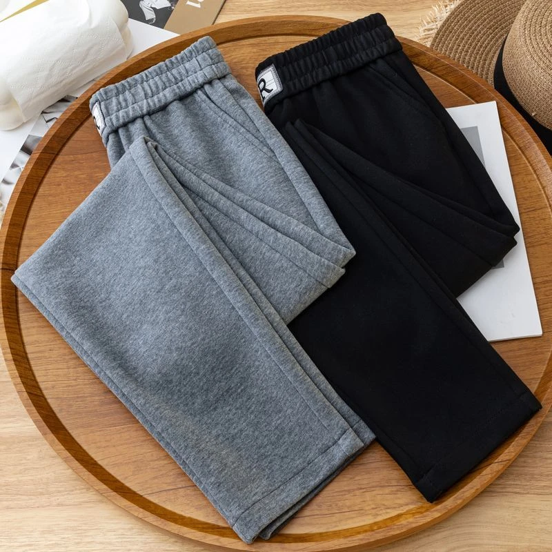松紧腰直筒运动休闲裤女春秋2025年新款小个子显瘦哈伦烟管卫裤子