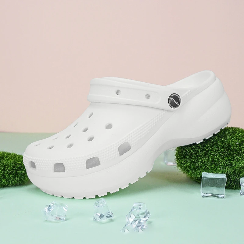 卡洛chi休闲情侣夏季洞洞鞋女士云朵中跟厚底凉拖鞋增高沙滩鞋