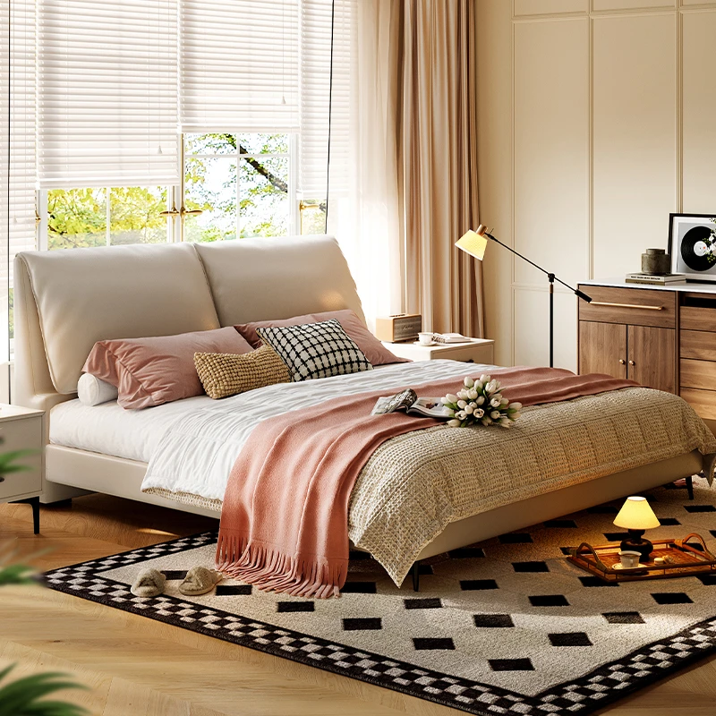 *【达人专属】浪度家居大象耳朵床现代简约头层牛皮软包床RCP379