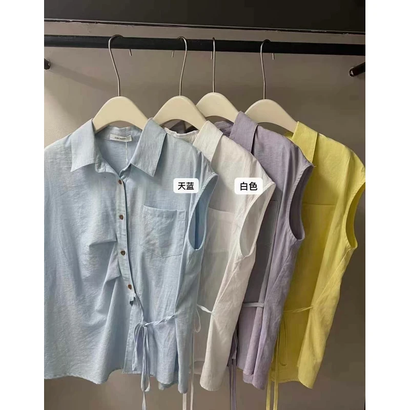 韩系设计感不规则侧扣衬衣33069