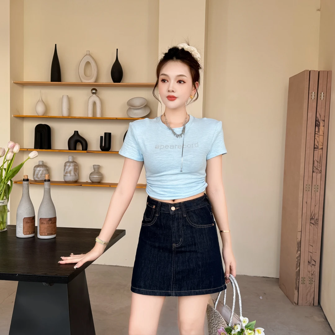 【原牛丹宁蓝】春夏季牛仔A字半身裙显瘦小个子深蓝色时尚百搭高腰