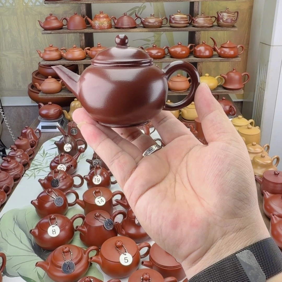 水***鱼茶壶紫砂130cc紫泥水平壶