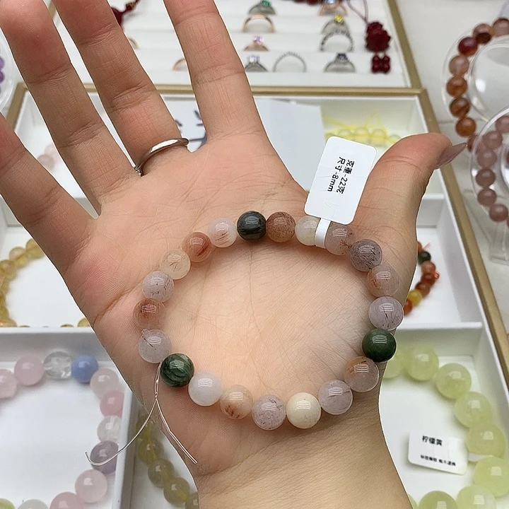 水晶手链未镶嵌彩兔毛