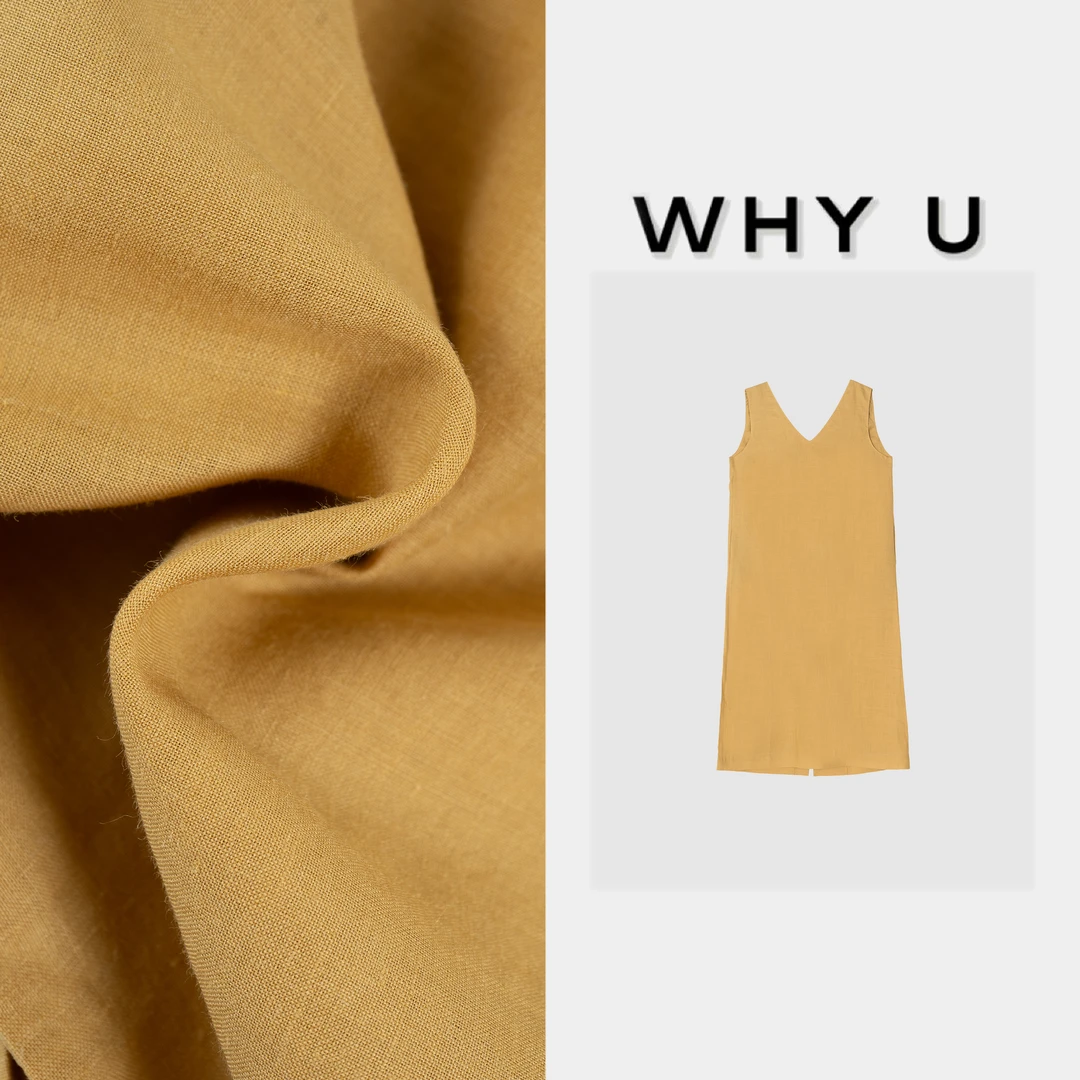 WHY U-25SS春夏新款极简轻奢V领镂空露背连衣裙【枕溪】