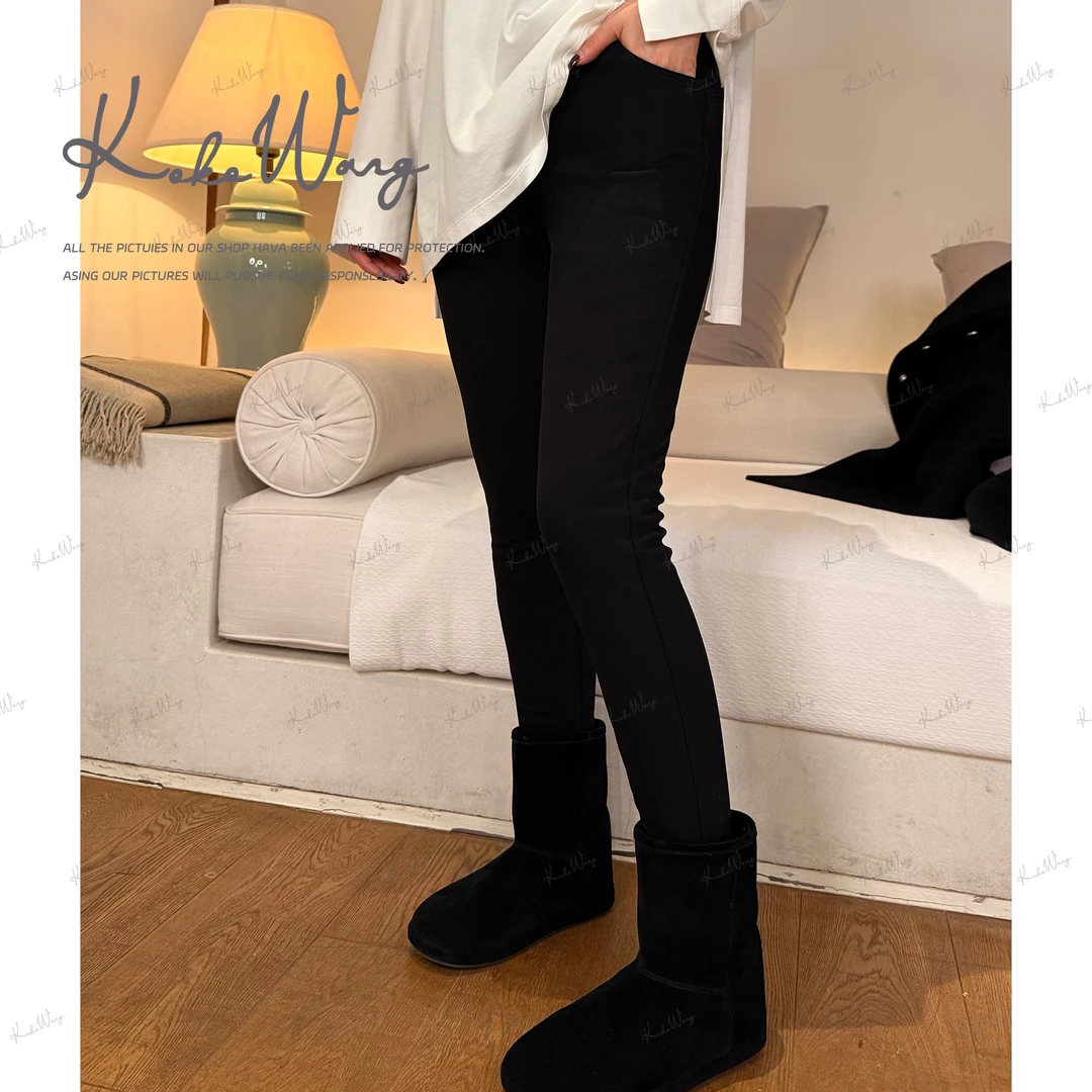 KOKO WANG高腰三粒扣轻盈锁温弹力加厚显瘦鹅绒裤  N3525J16K53
