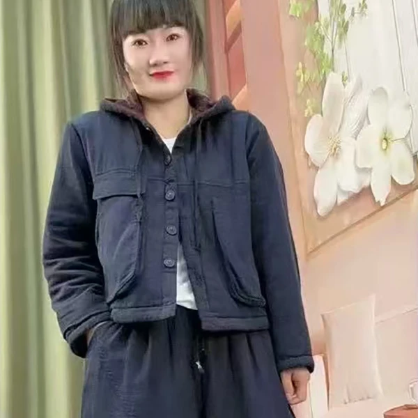 084麻纱棉衣棉服女款90-150斤