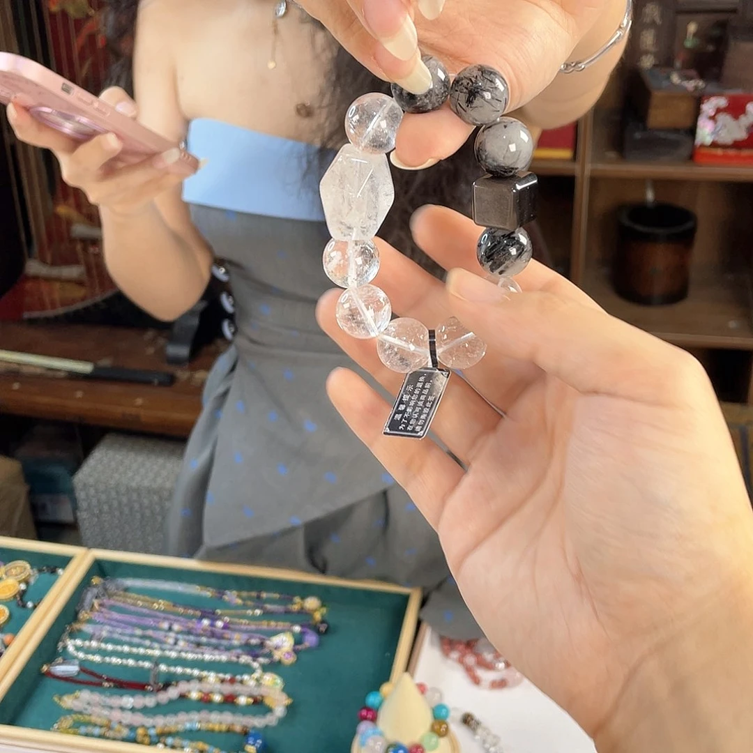 水晶手链银S925镀金镶嵌