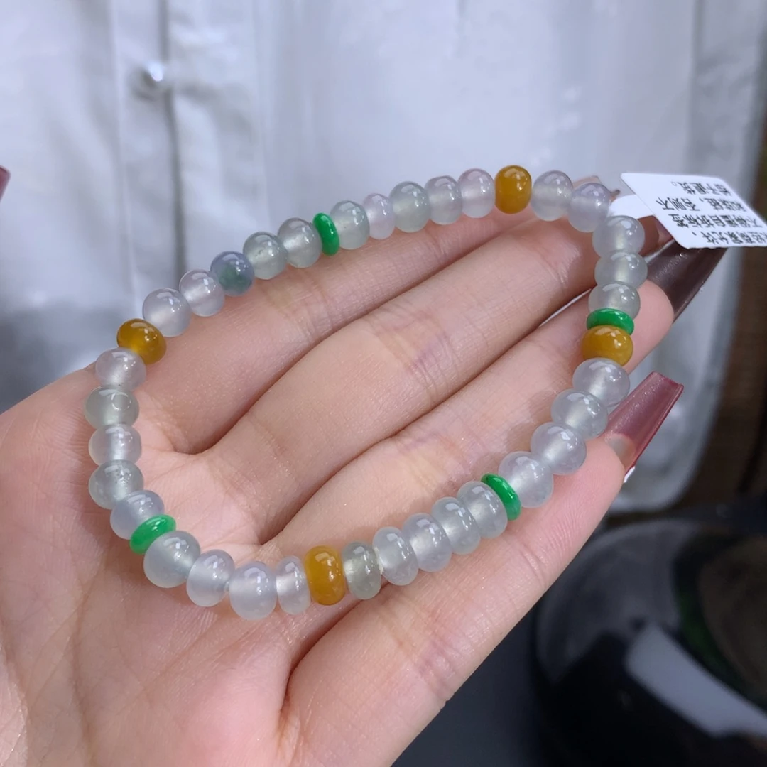 翡翠手链未镶嵌卡5.8-7冰种鼓珠