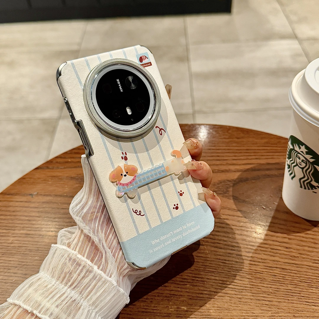 腊肠狗柯基蓝爱心适用华为mate70pro壳pura70皮质60pro新款50