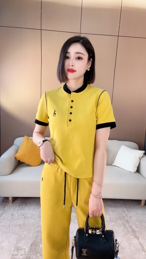 2509有弹力减龄修身型T恤宽松立领夏季洋气翻领百搭刺绣显瘦短袖