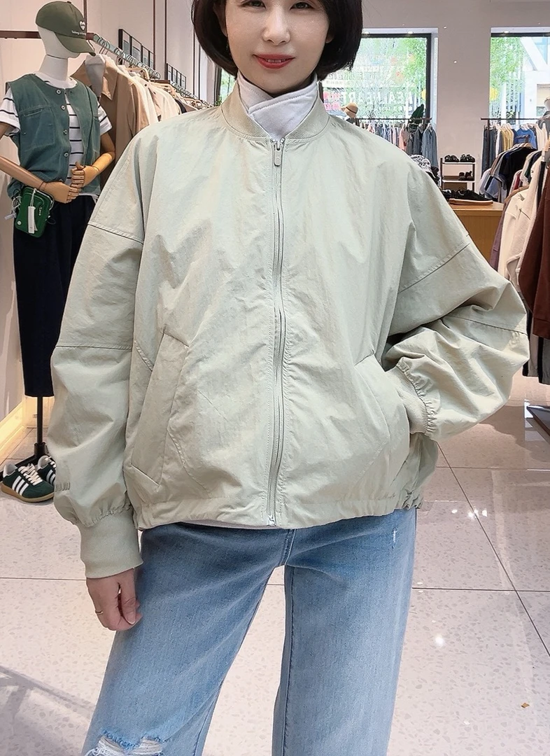 L前短后长棒球领外套