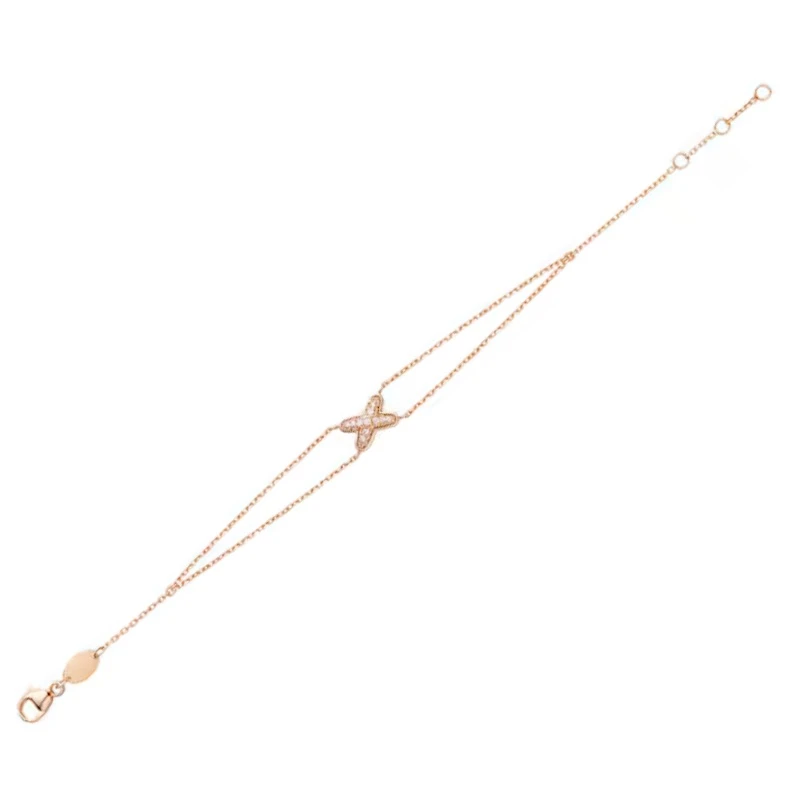 红楼 925银手链 镀K金 交叉满镶手链  ZF-C170