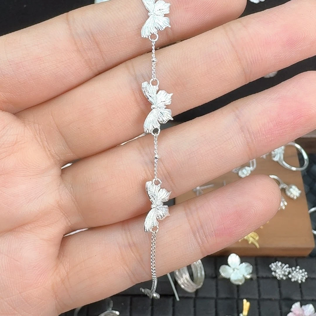 无925银蝴蝶手链925