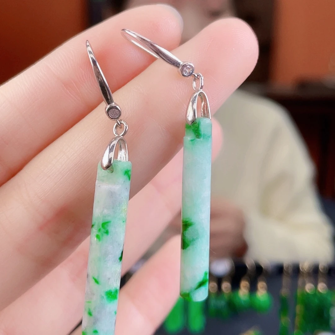 翡翠银S925镶嵌耳饰