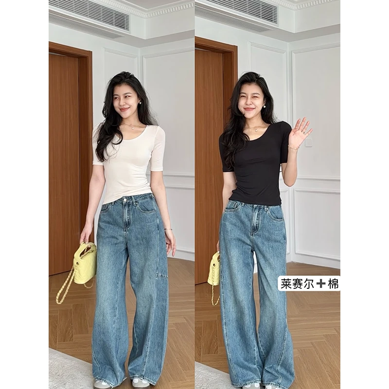 张阿星【凉凉裤】夏季通勤轻薄透气百搭时尚水洗做旧莱赛尔凉感裤