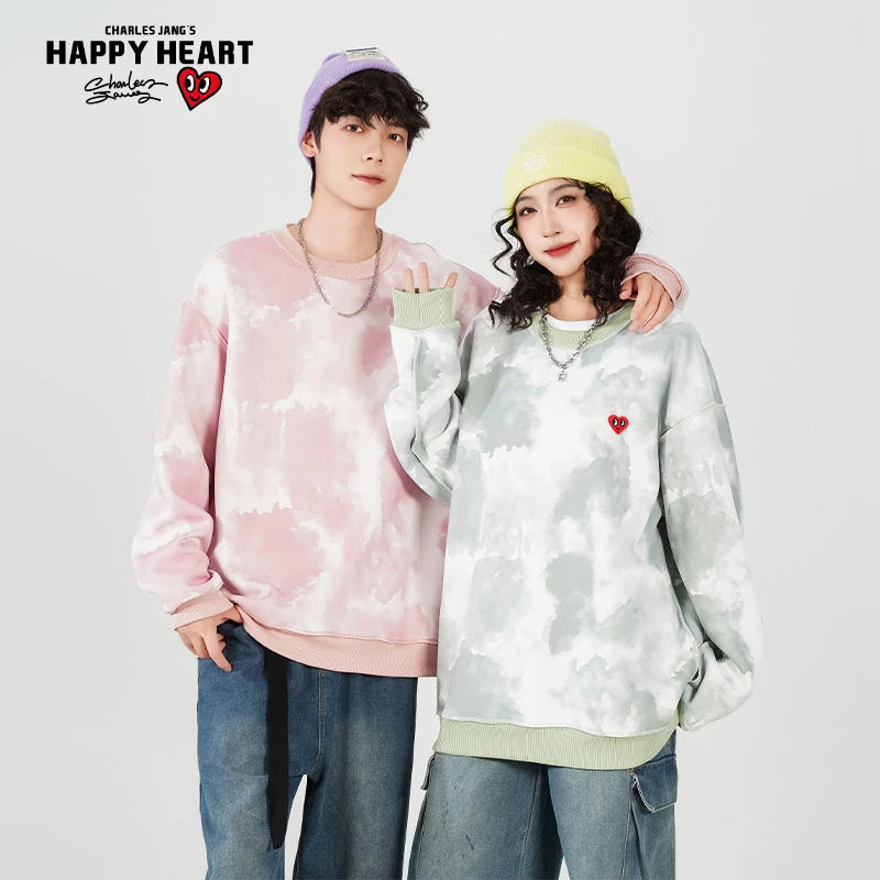 查尔斯桃心 双面穿圆领卫衣男女同款套头休闲百搭宽松潮流时尚