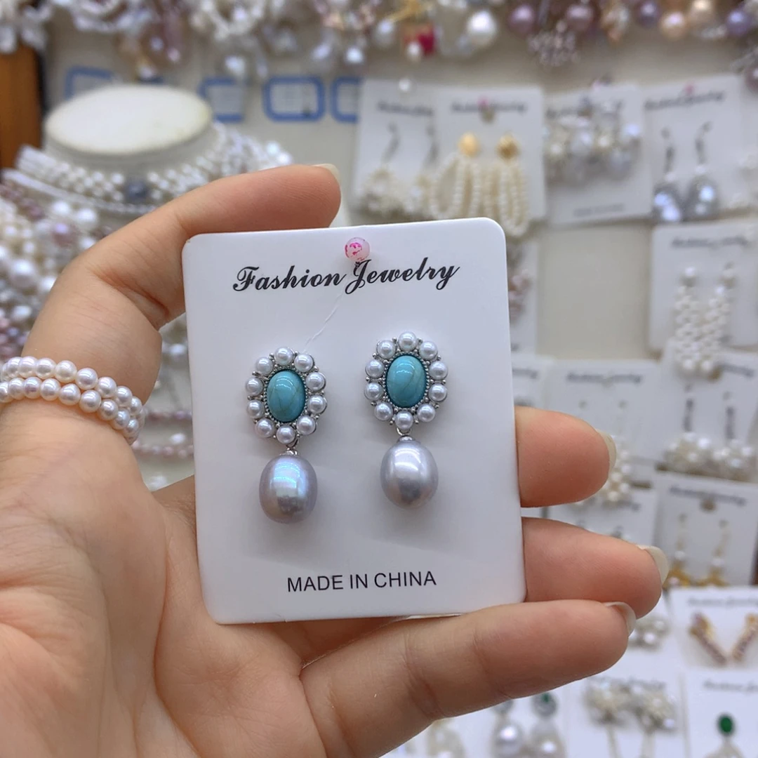 合金淡水珍珠耳饰项链