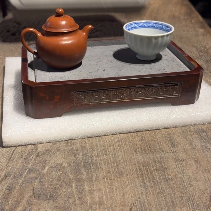 紫砂茶盘24×16×5大漆金砖干泡台，微瑕