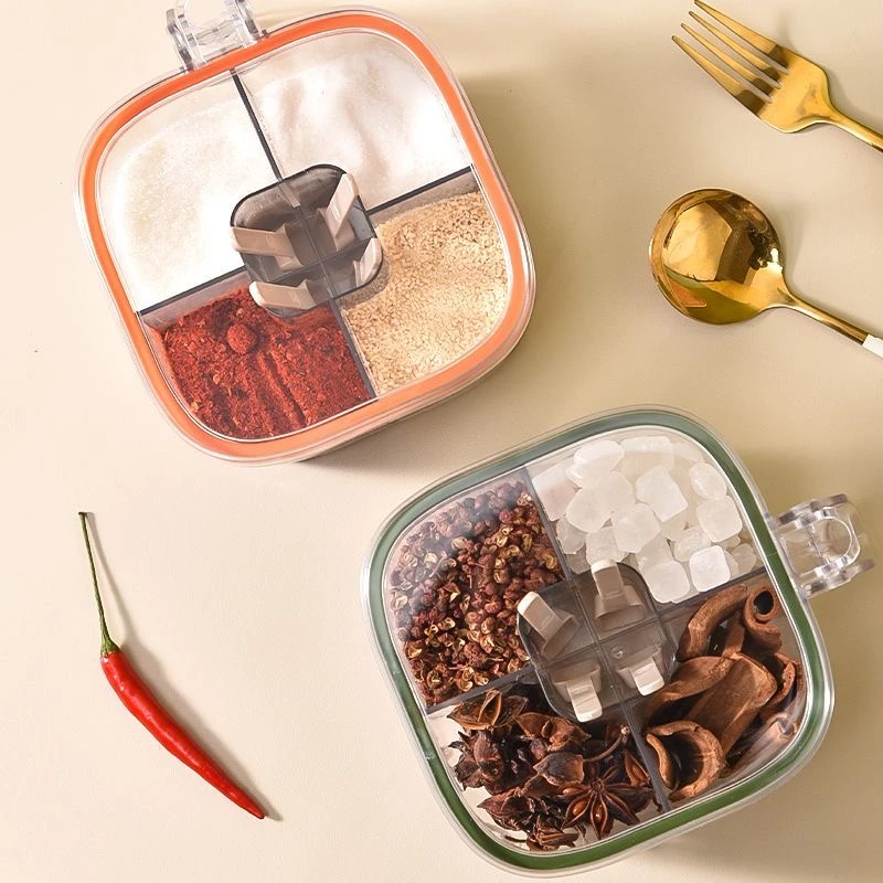 多格带盖调味一体调料家用厨房组合套装佐料收纳盒味精调味瓶防潮