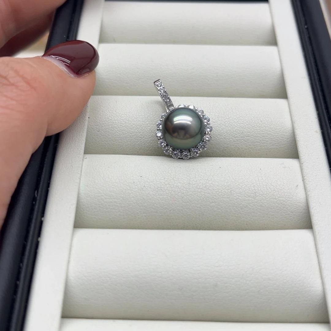 海水珍珠银S925镶嵌吊坠(不含链)